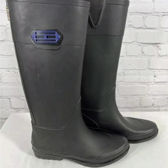 Tommy Hilfiger Women’s 9 Black TWcoastal Tall Rubber Boots Rainboots Rain Winter - Picture 1 of 8